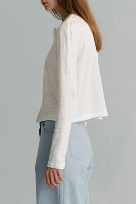 Solid Color Buttoned Knit Cardigan image 4