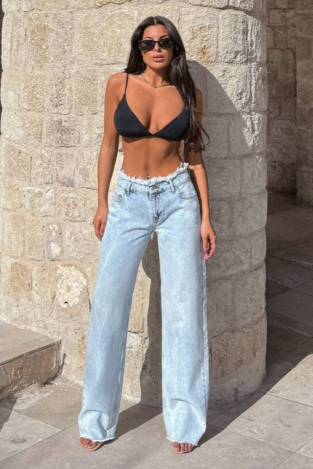 Frayed High Waist Loose Wide Leg Jeans image 2