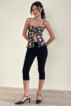 Mesh Rose Print Split Cami Top image 4