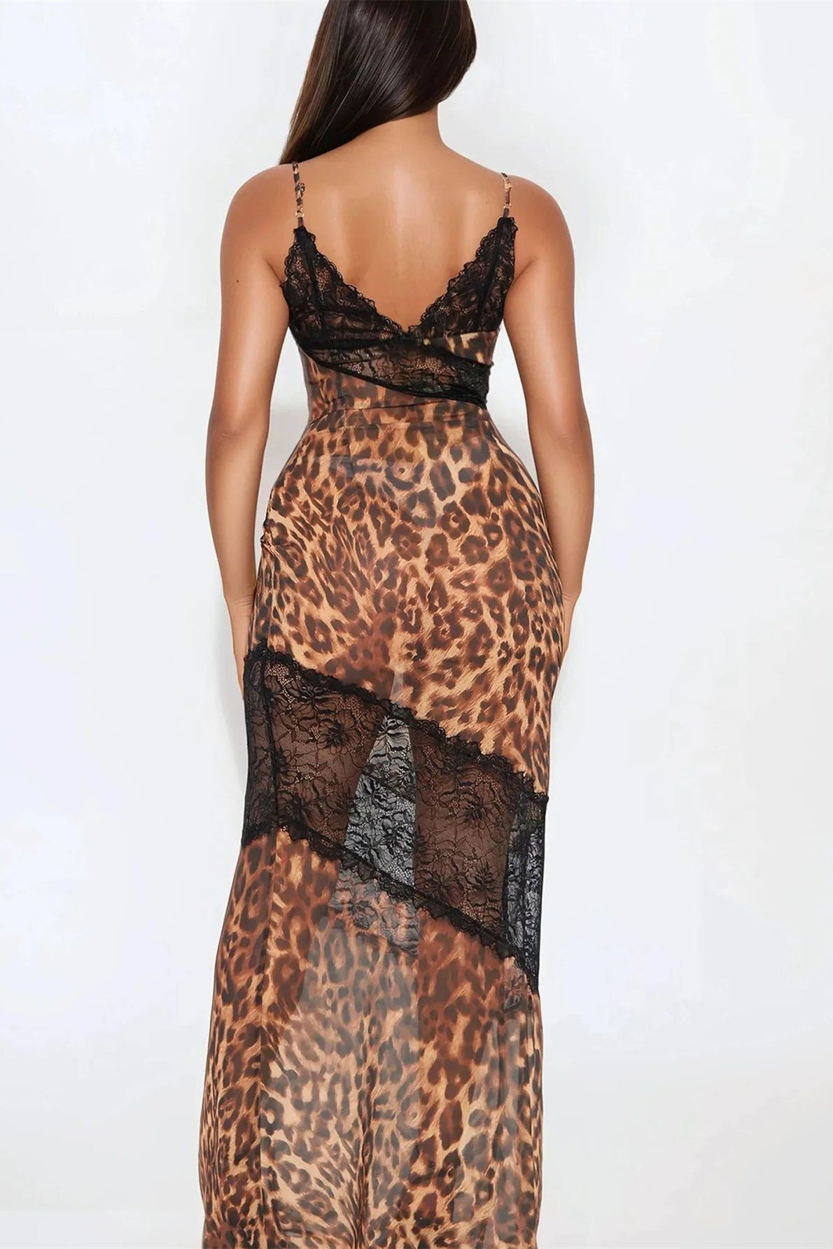 Lace Sheer Strapless Bodycon Maxi Dress image 3