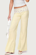 Folded Waist Printed Casual Pants image 1