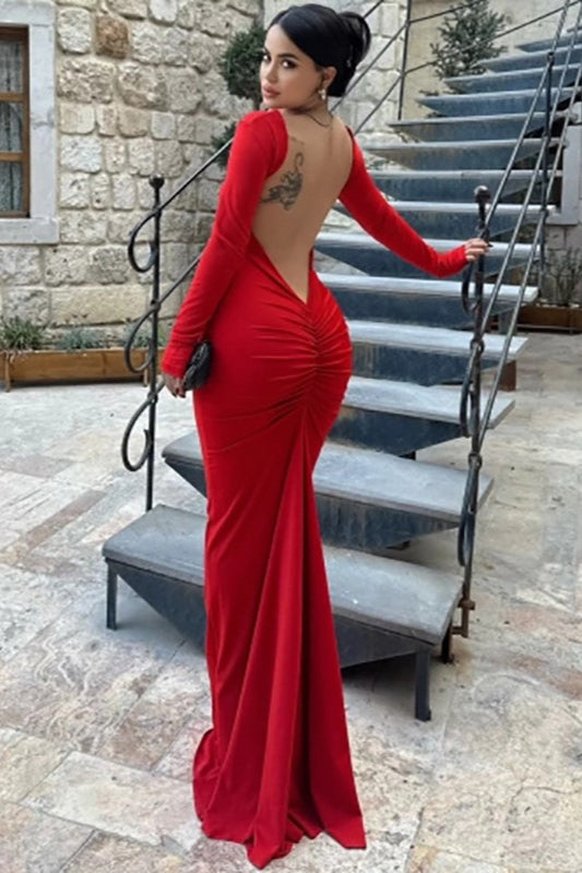 Long Sleeve Backless Bodycon Formal Dress image 1