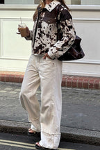 Trendy Asymmetrical Print Short Coat image 1