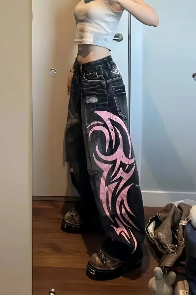 Gothic Print Wide-Leg Jeans image 11