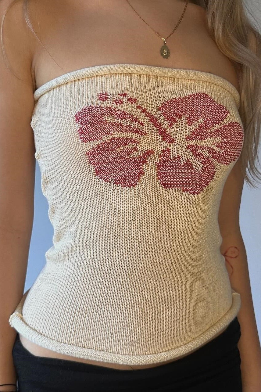 Jacquard Floral Tube Knit Blouse image 1