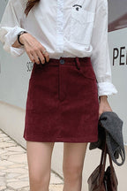 Corduroy High Waist A-Line Skirt image 7