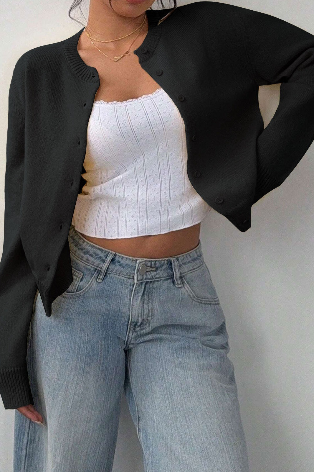 Lightweight Round Neck Button Cardigan image 15