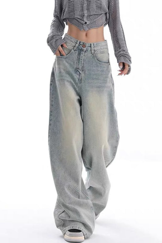 High Waist Draped Gradient Ripped Jeans image 6