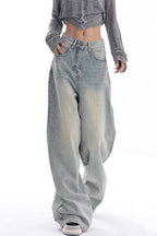 High Waist Draped Gradient Ripped Jeans image 6