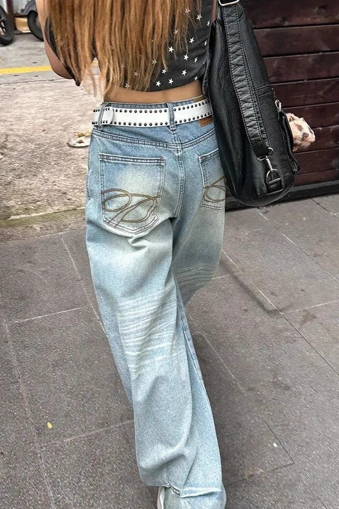 Light Vintage Chic Stitched Pocket Jeans image 1