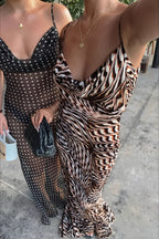 Sheer Mesh Cowl Neck Slip Strap Maxi Dress image 5
