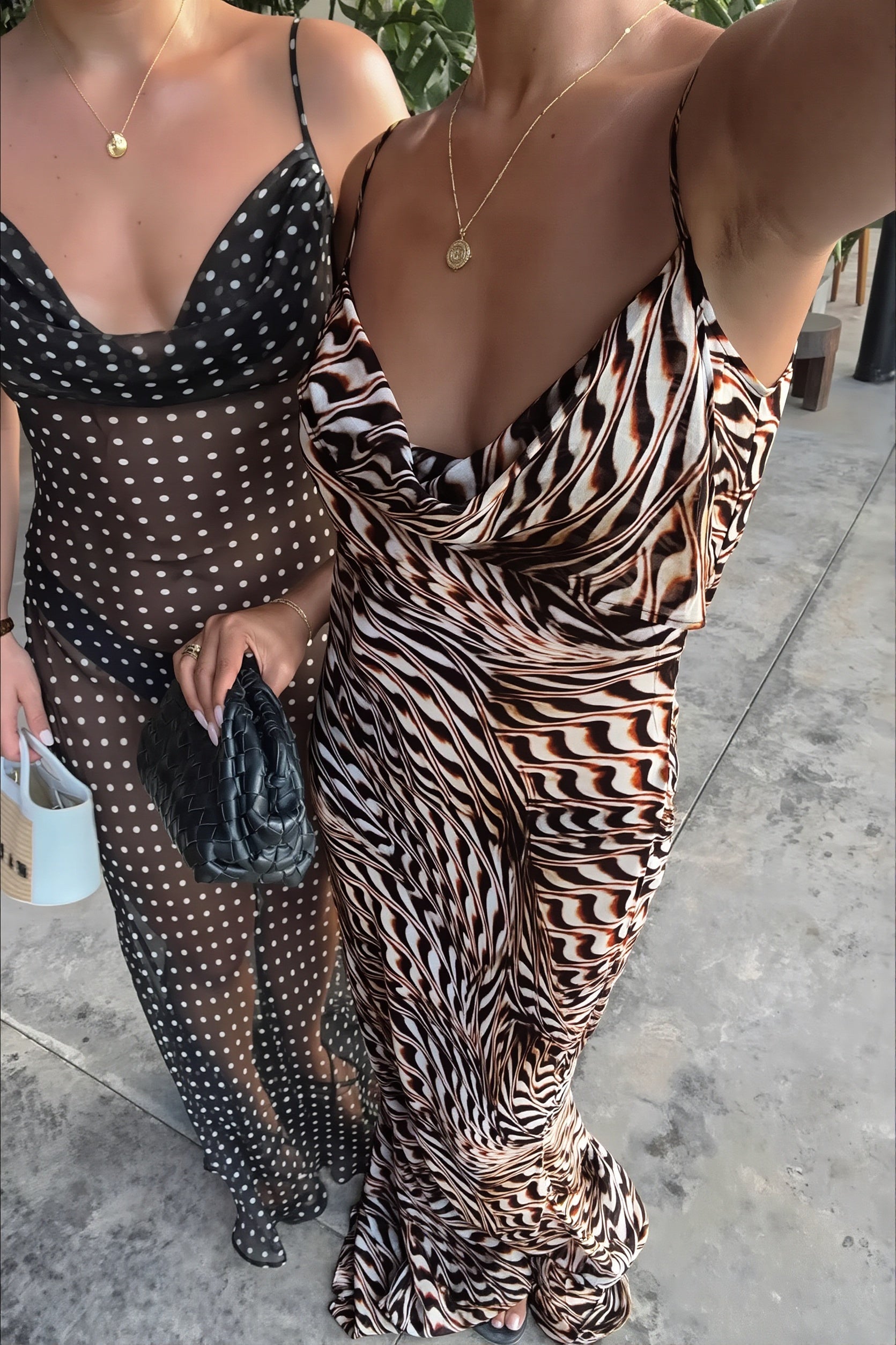 Sheer Mesh Cowl Neck Slip Strap Maxi Dress image 5