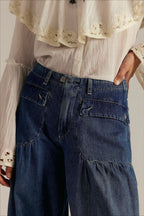 Ruched Mid Rise Wide Leg Jeans image 4