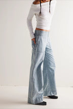 Ruched Elastic Waist Wide Leg Jean image 4
