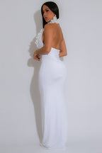 Backless Halter Floral Bodycon Party Dress image 2