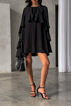 Ruffle Cape Half Sleeve Elegant Mini Dress image 3