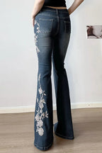 Vintage Plant Embroidered Bootcut Jeans image 15