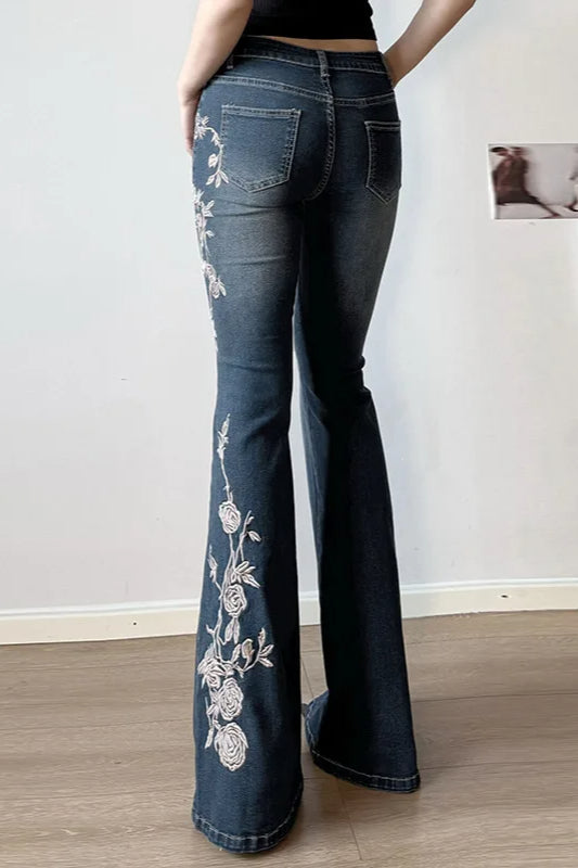 Vintage Plant Embroidered Bootcut Jeans image 11