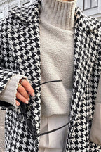 Houndstooth Long Trench Coat Chic Elegant Overcoat image 4