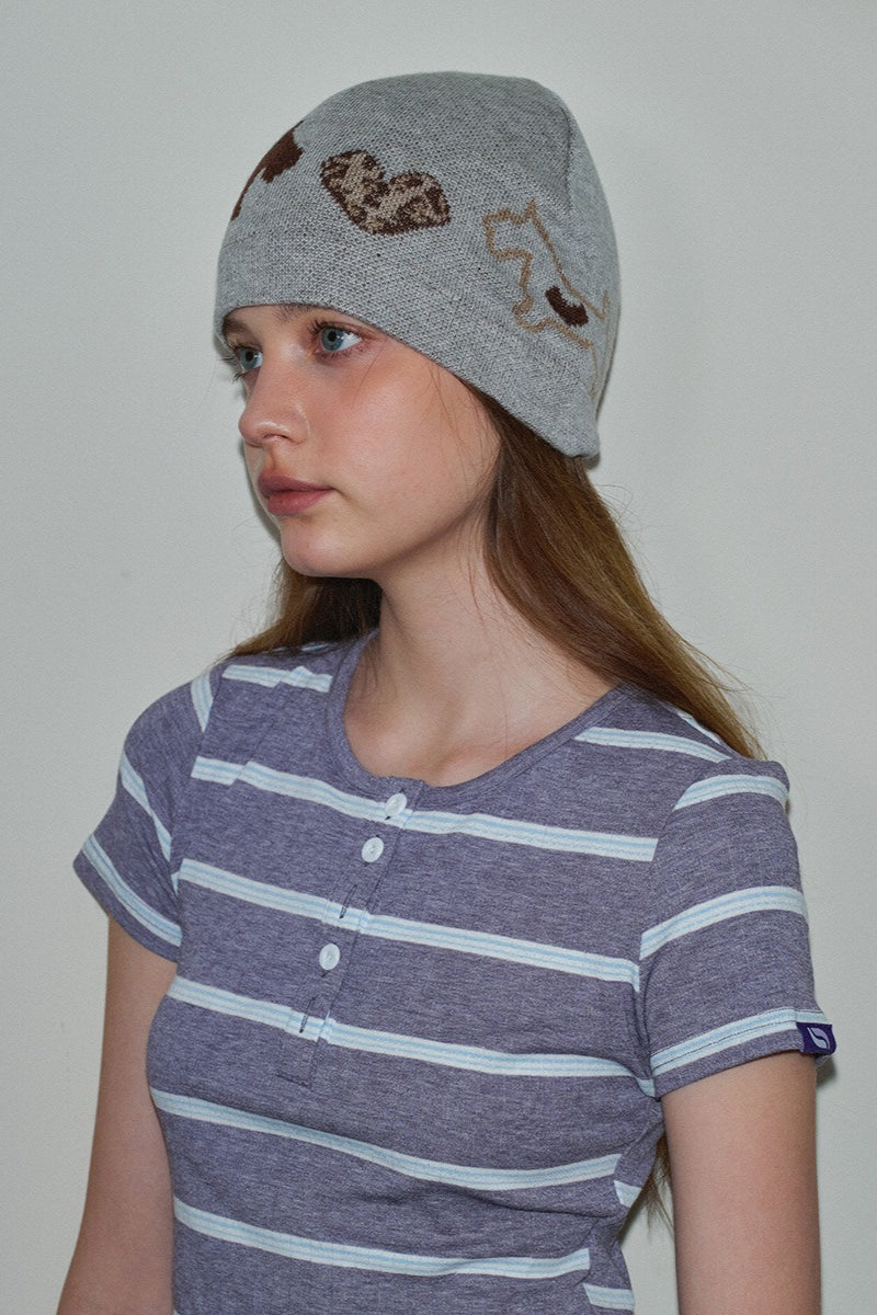 Leopard Heart Dog Pattern Wool Blend Knitted Hat image 2