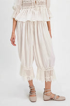 Hollow Out Lace Tie Casual Pants image 1