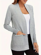 Anya Open Cardigan detail view styled for Avrienne