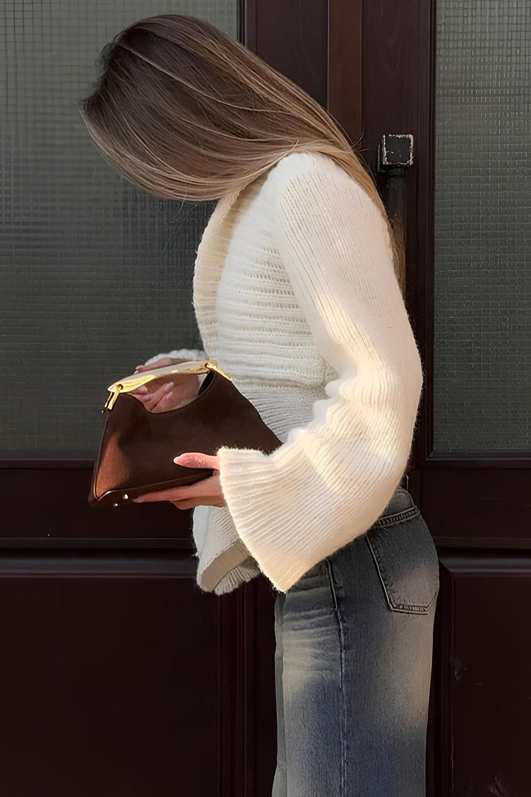 One Button Asymmetrical Knit  Blouse image 4