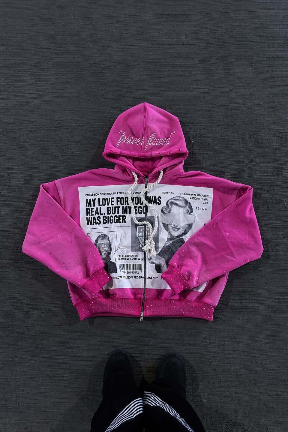 Color Block Rhinestone Street Hoodie image 6