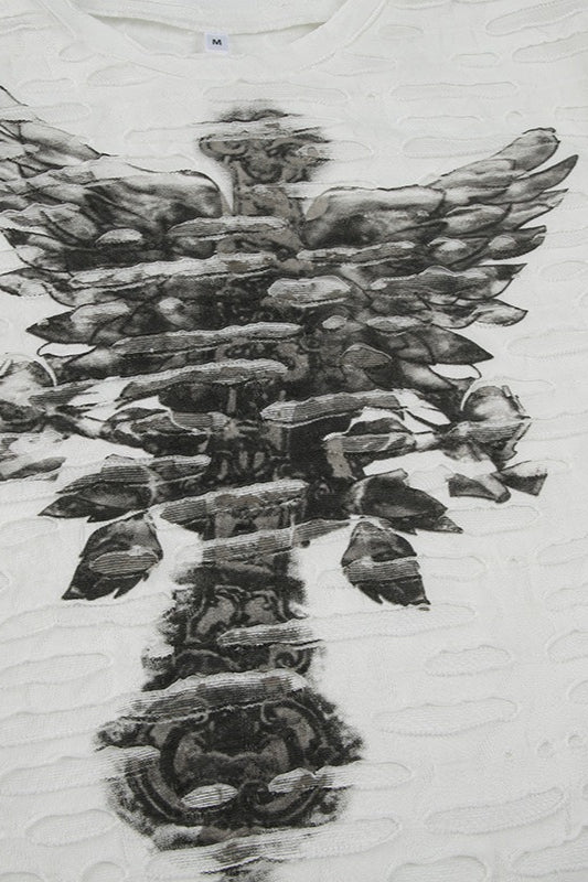 Gothic Dark Print Ripped Slim T-shirt image 5