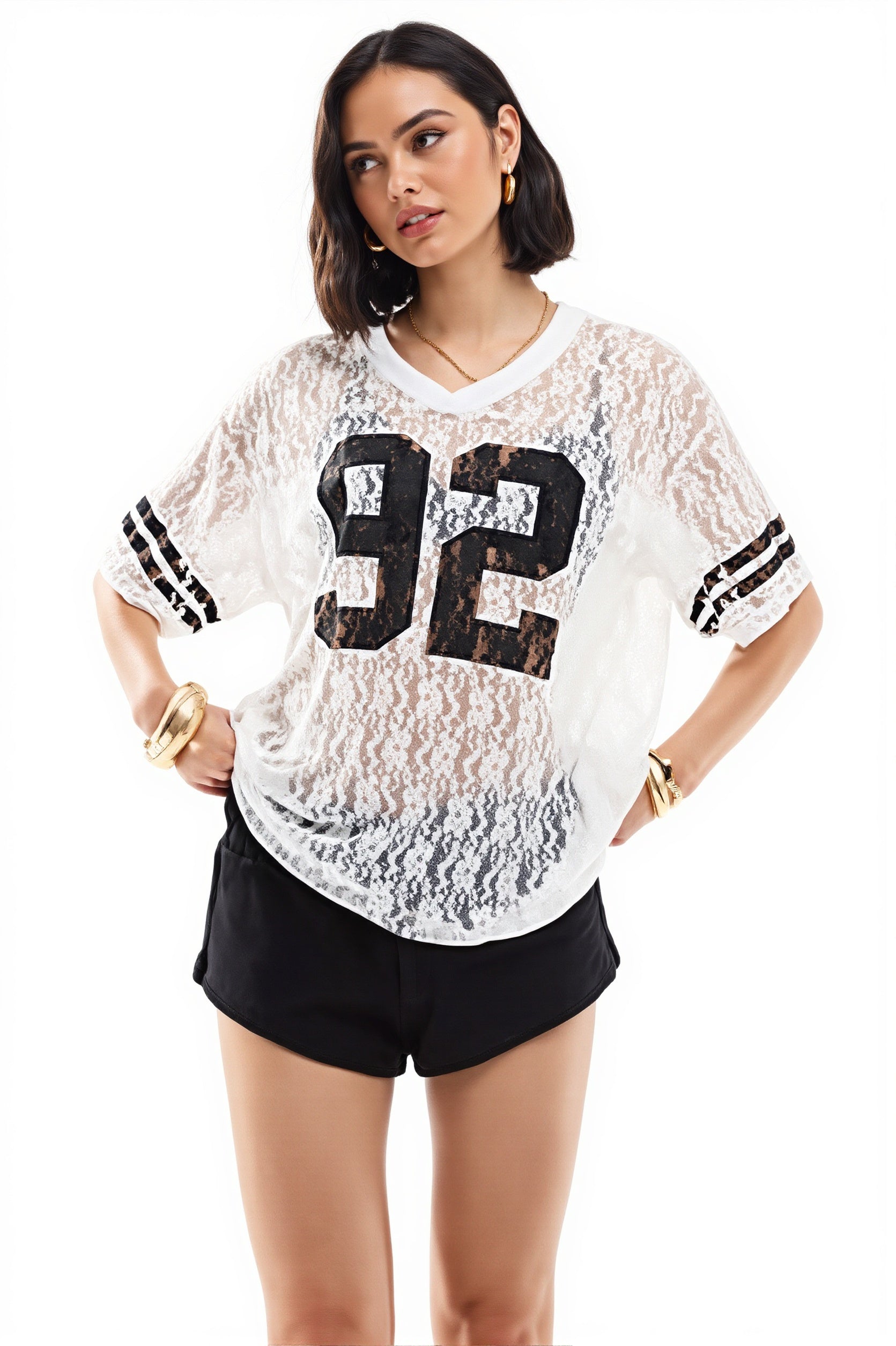Lace Hollow Out Loose Street T-shirt image 2
