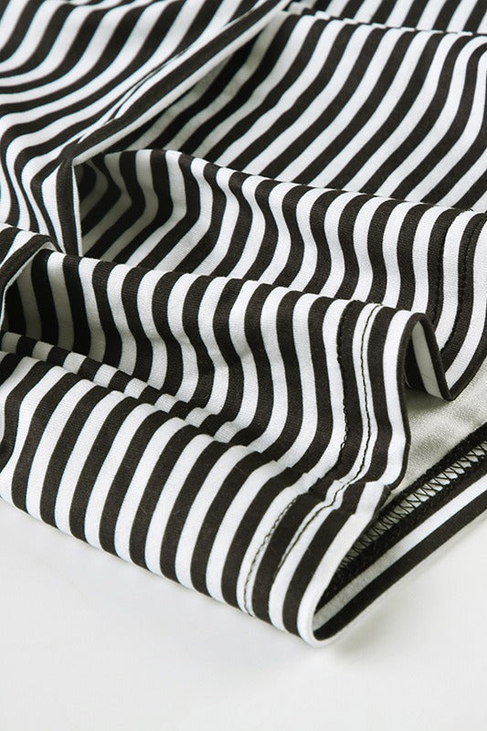 Casual Striped Halter Cuff Hem Two Piece Set image 8