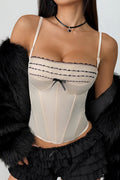 Ribbon Tie Lace Trim Corset Cami Top image 1