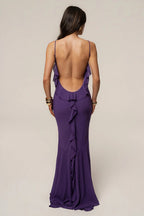 Elegant Open Back Ruffle Panel Maxi Dress image 2
