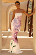 Sexy Bandeau Mermaid Floral Print Maxi Dress image 1