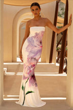 Sexy Bandeau Mermaid Floral Print Maxi Dress image 1