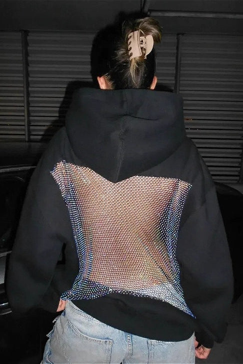 Mesh Cutout Hooded Long Sleeve Casual Sporty Hoodie image 4