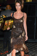Bodycon Leopard Spaghetti Strap Maxi Dress image 1