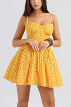 Lace Jacquard Backless Puff Mini Dress image 2