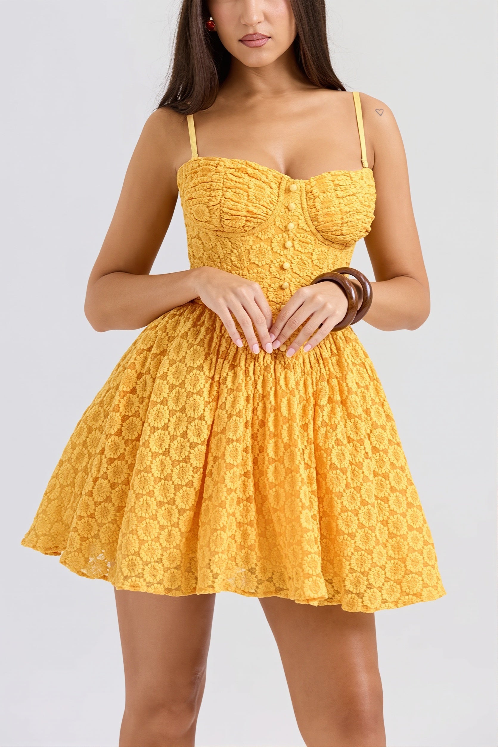 Lace Jacquard Backless Puff Mini Dress image 2
