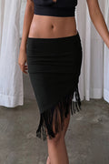 Elegant Asymmetric Tassel Midi Skirt image 1