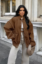 Stand Collar Melange Brown Wool Coat image 1