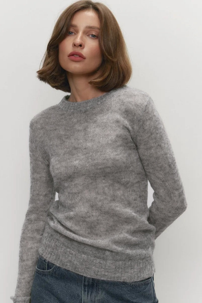 Sheer Blend Round Neck Knit Top image 5