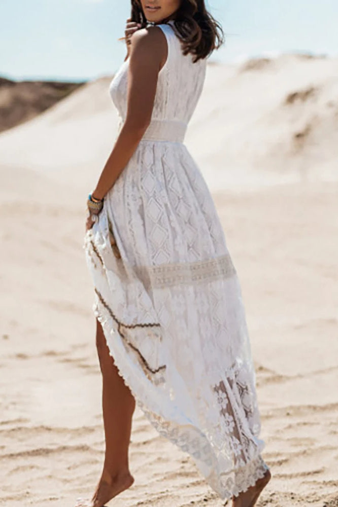 Lace V Neck Hollow Boho Dress image 12