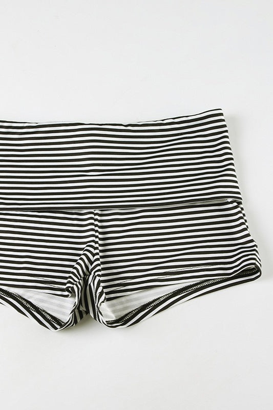 Casual Striped Halter Cuff Hem Two Piece Set image 7