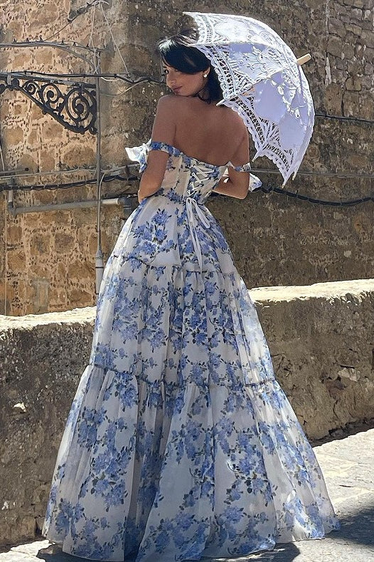 Floral Print Sleeveless Backless Lace-up Floral Dress image 4