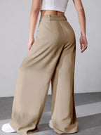 Elise Pleated Trousers detail view styled for Avrienne