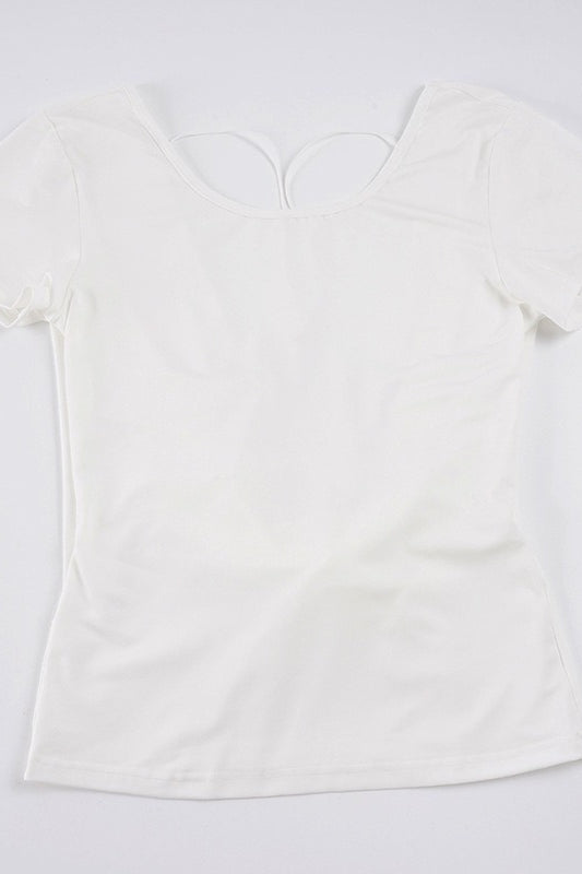 Solid Color Bow Tie Backless T‑shirt image 5