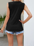 Orla Eyelet Tank detail view styled for Avrienne
