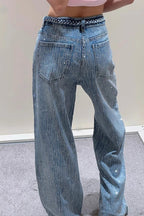 Rhinestone Embellished Denim Jeans image 4