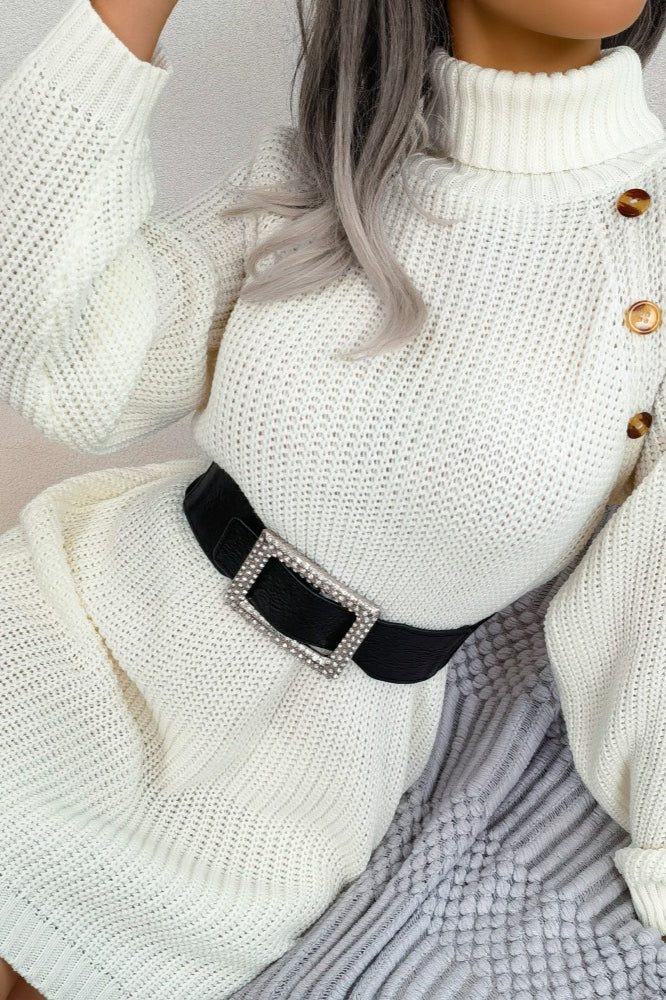 Long Sleeve Button Knit Sweater Dress image 8